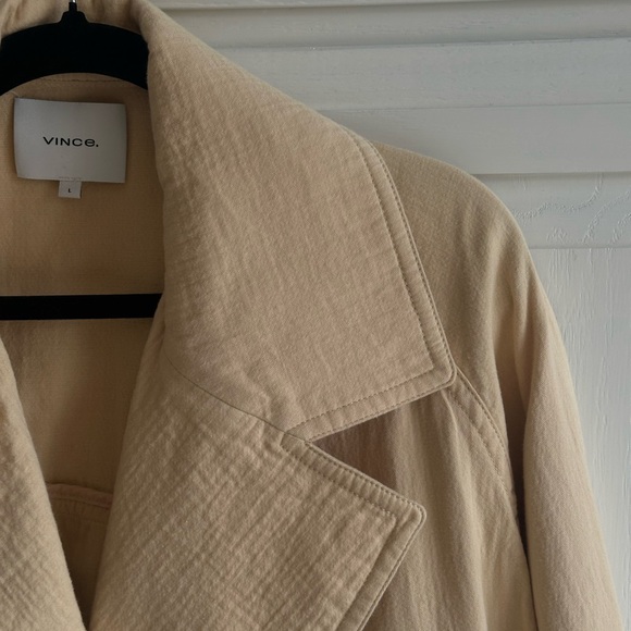 VINCE Pale Peach Cropped Blazer 100% Cotton Size L - Picture 13 of 15